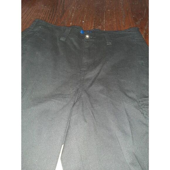 Mens Size 30 George Black Flat Front Cargo Carpenter Shorts with Pockets - Picture 3 of 4